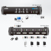 CS-1764A DVI KVM-перемикач USB 4-порти/2-х порт.USB Hub, аудіо, кабель DVI-D KVM 4х1.8м, адаптер живлення CS-1764A DVI KVM-перемикач USB 4-порти/2-х порт.USB Hub, аудіо, кабель DVI-D KVM 4х1.8м, адаптер живлення