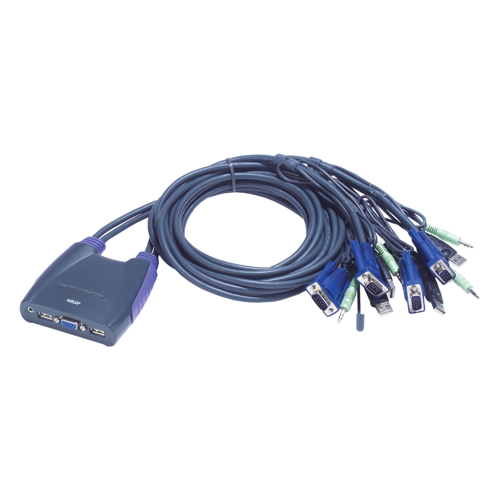 CS-64U KVM-перемик. 4 порти зі убудованими KVM-шнурами USB, 1.2 м, аудіо функція CS-64U KVM-перемик. 4 порти зі убудованими KVM-шнурами USB, 1.2 м, аудіо функція
