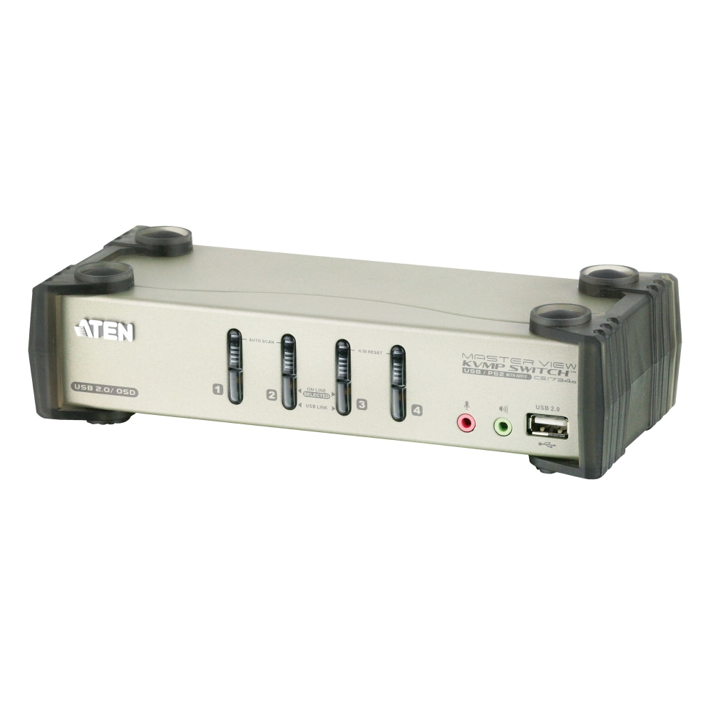 CS-1734B KVM-перемикач USB 4 порти/USB 2.0 Hub 2 порти, з KVM-шнурами USB 2х1.2 м, 2х1.8 м, аудіо 2.1 CS-1734B KVM-перемикач USB 4 порти/USB 2.0 Hub 2 порти, з KVM-шнурами USB 2х1.2 м, 2х1.8 м, аудіо 2.1