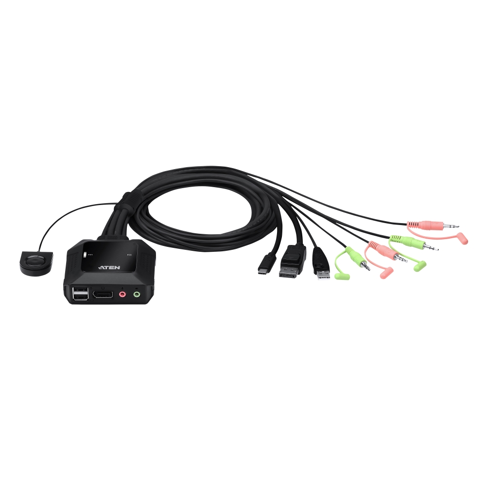 CS-22DP USB-C DisplayPort кабельний KVM-перемикач, 2 порти CS-22DP USB-C DisplayPort кабельний KVM-перемикач, 2 порти