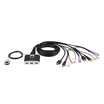 CS-692 КВМ-перемикач, 2-порт., USB, HDMI, аудио, кабельний