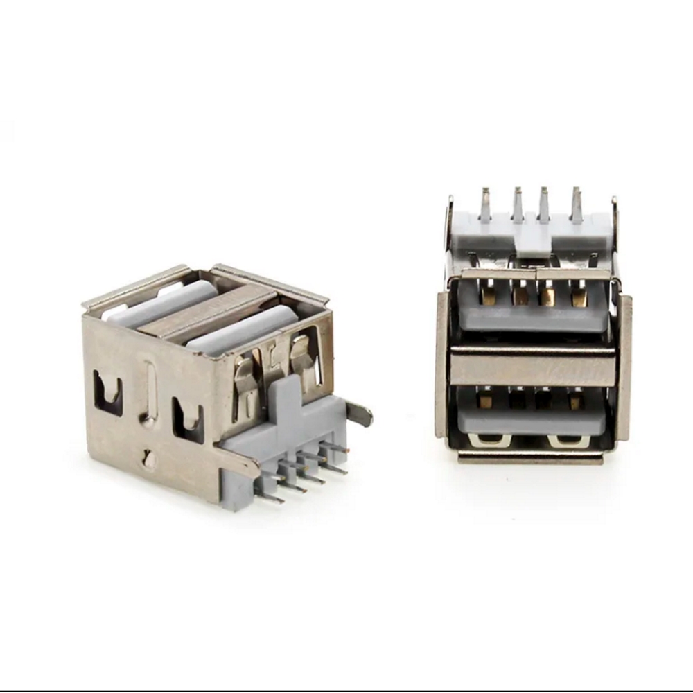 USBA-2J Роз'єм USB розетка на плату, подвійна, тип А USBA-2J Роз'єм USB розетка на плату, подвійна, тип А