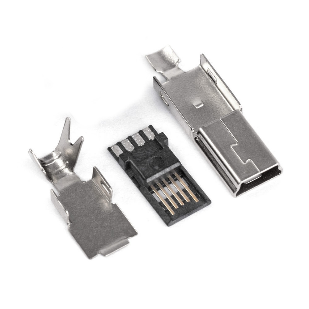 USB-5M-SP Роз'єм USB mini вилка на кабель, тип В, 5 контактів, пайка USB-5M-SP Роз'єм USB mini вилка на кабель, тип В, 5 контактів, пайка