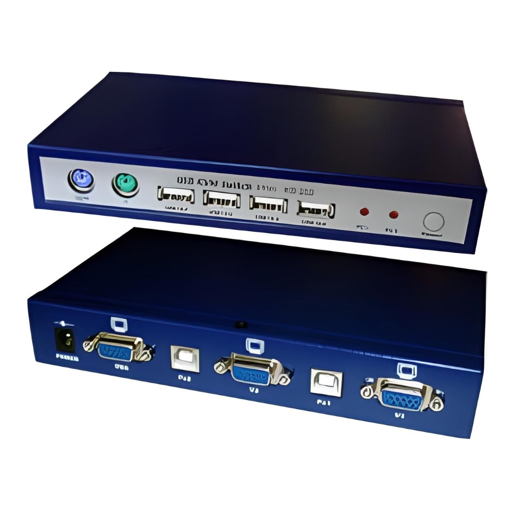 KS202 Перемикач AUTO (2 комп'ютера - монітор, клавіатура PS/2, миша PS/2 + 4 x USB А розетка) KS202 Перемикач AUTO (2 комп'ютера - монітор, клавіатура PS/2, миша PS/2 + 4 x USB А розетка)