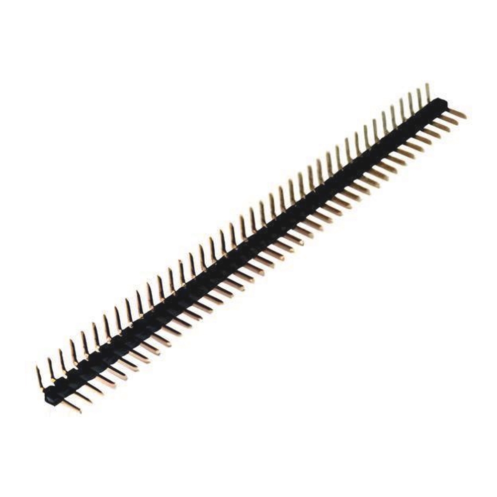 PLS2-40R Штирі на плату однорядні 1x40, з позолотою, прямий кут, крок 2.0 мм PLS2-40R Штирі на плату однорядні 1x40, з позолотою, прямий кут, крок 2.0 мм