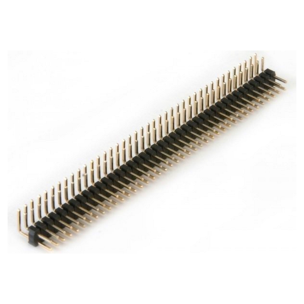 PLD2-80R Штирі на плату дворядні 2x40, з позолотою, прямий кут, крок 2.0 мм PLD2-80R Штирі на плату дворядні 2x40, з позолотою, прямий кут, крок 2.0 мм