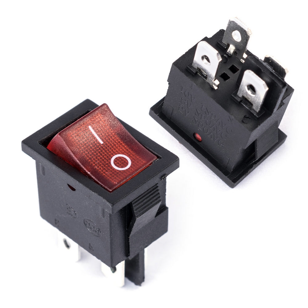 SWR-45/LR Вимикач 2 групи 4 контакти, 13х19 мм, 220В, червона підсвітка SWR-45/LR Вимикач 2 групи 4 контакти, 13х19 мм, 220В, червона підсвітка