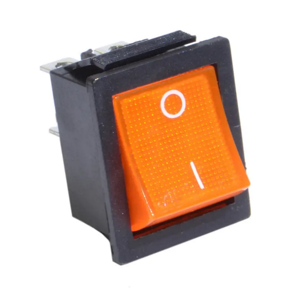 SWR-767-3/LY Вимикач 2 групи 4 контакти, 22х28 мм (250В 15А), жовта підсвітка SWR-767-3/LY Вимикач 2 групи 4 контакти, 22х28 мм (250В 15А), жовта підсвітка