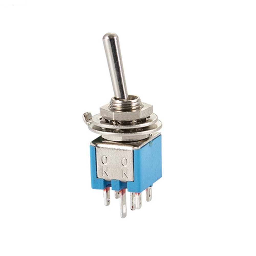 SMTS-202-2C2T Тумблер 6 контактів, 2 гр. (ON.-ON.) (250В 3А), на плату, микро SMTS-202-2C2T Тумблер 6 контактів, 2 гр. (ON.-ON.) (250В 3А), на плату, микро